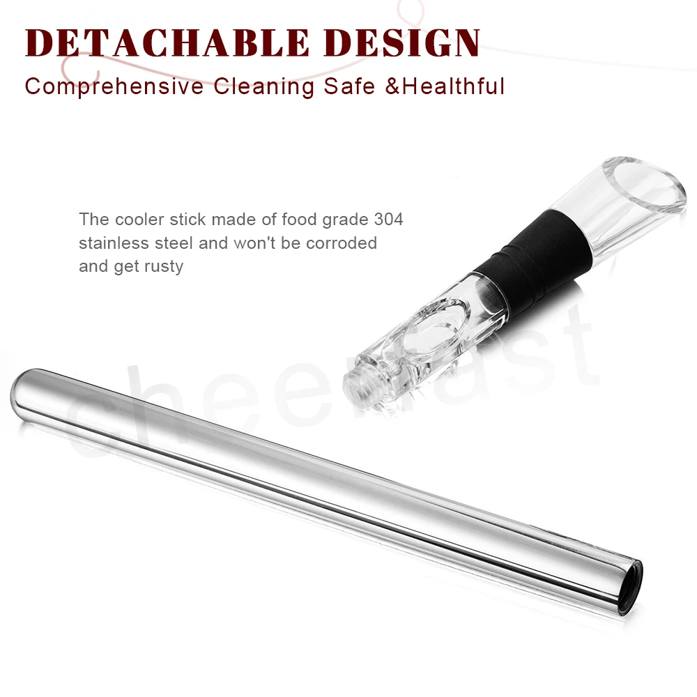 Simply Store Chill Rod in the Freezer for About One Hour Cooler Stick Set With Aerating Pourer and Color Box Wine Ice Stick Set