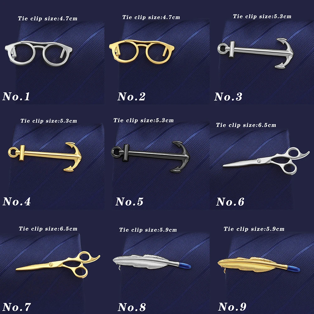 Silver anchor laser LOGO tie clip brass gold glasses tie accessories feather oil inlaid diamond
