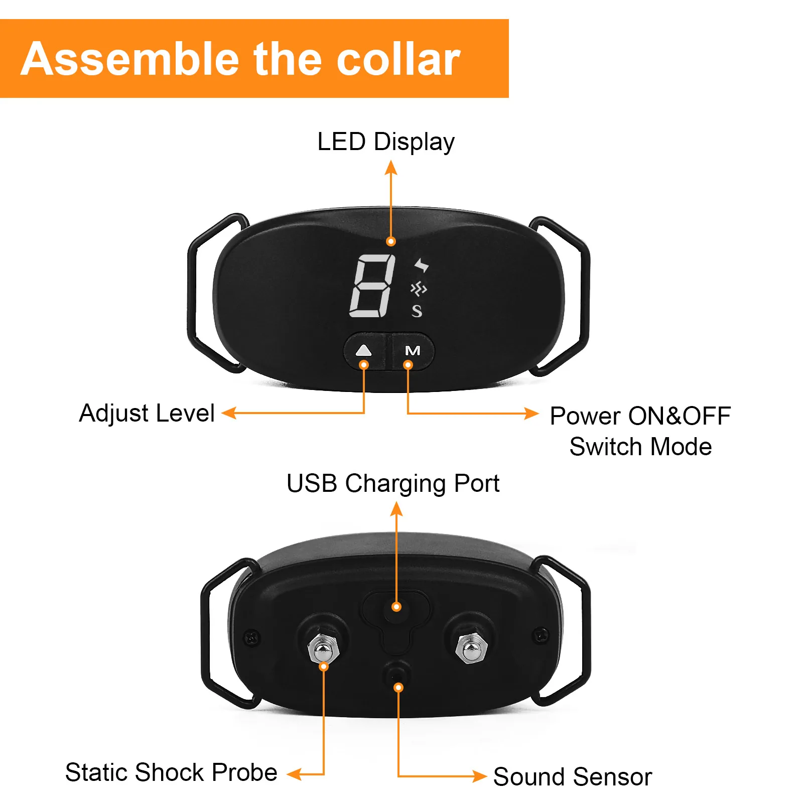 Anti Bark Dog Collar No Barking Auto Training Collar For Dogs Electric Shock Vibration Beep Rechargeable Pet Dog Accessories