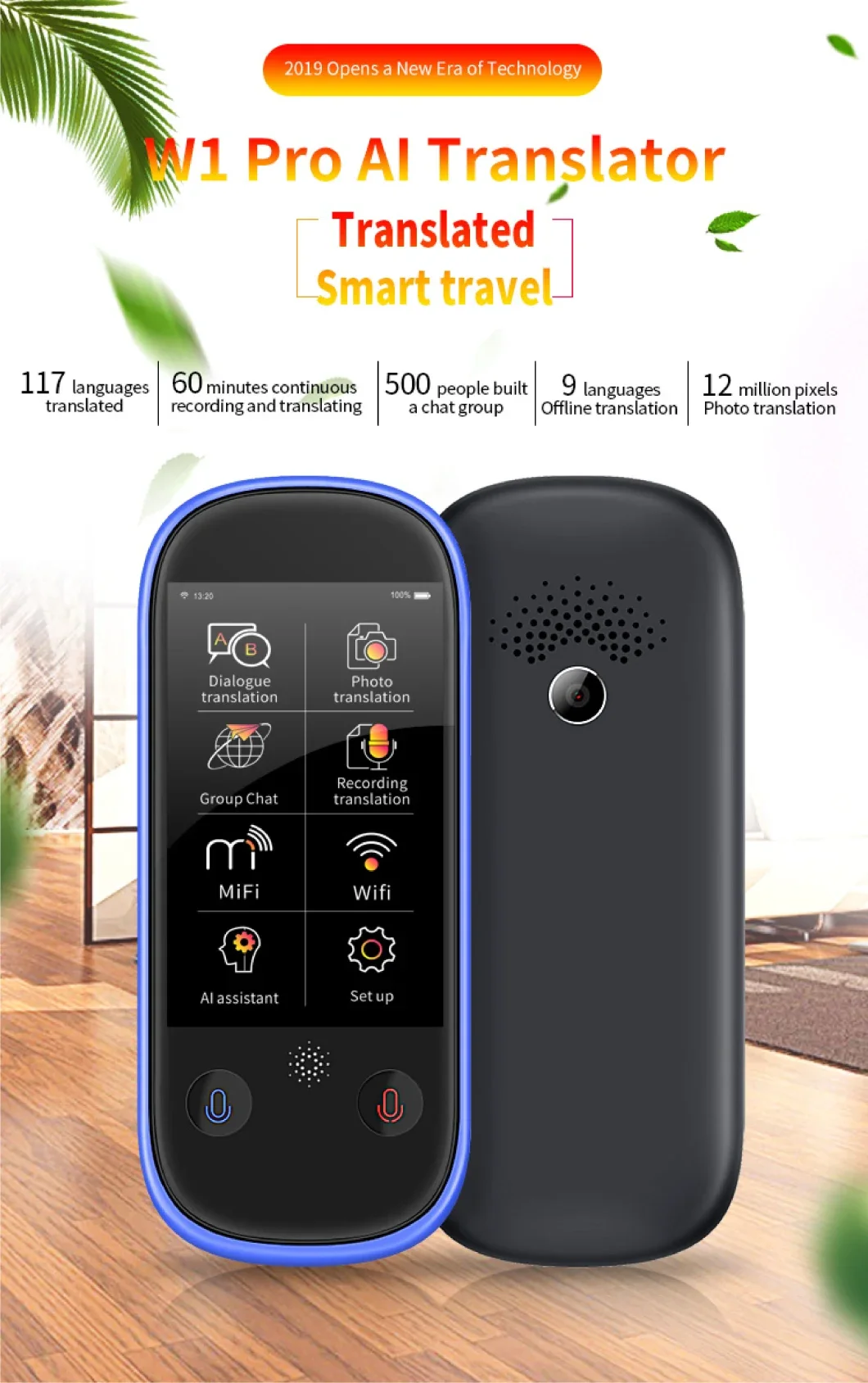 3 Inch Touch Screen Portable Machine Bt 4.0 Intelligent Smart Online Voice Laungauge Translator with 4G Card