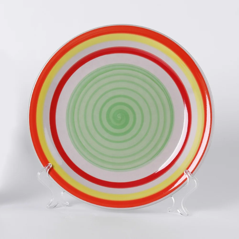 Wholesale color factory direct cheap price Eco-Friendly 10.5 inch print stoneware dinner plate for custom ceramic plate