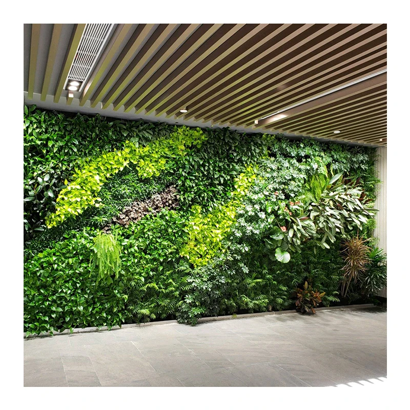 P7 Uv Protection Faux Plant Green Leaves Panel Boxwood Hedge Artificial Grass Wall for Garden Wedding Decor