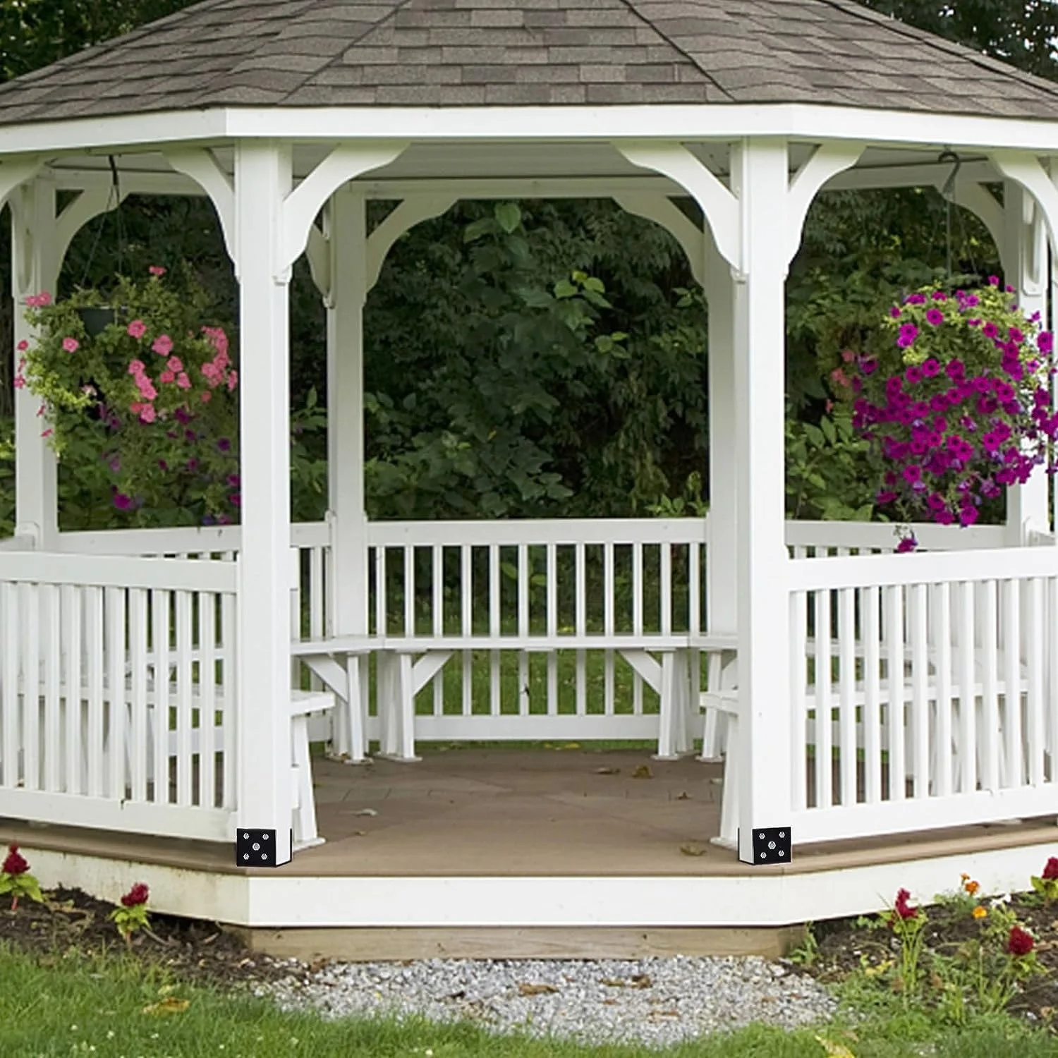 U Shape Post Anchor Metal Black Post Base for Concrete Pergola Deck Post Bracket