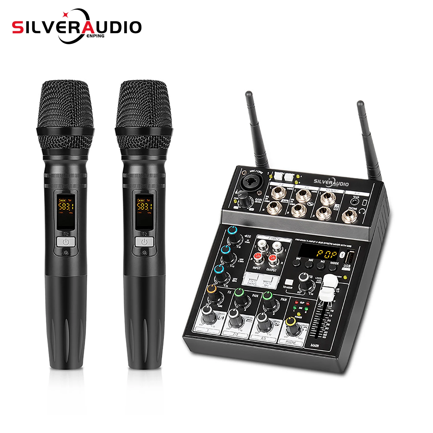 GAX-GT502 BT Sound Card 4-Way Mixer Home Stage Performance Live Recording Small USB Microphone
