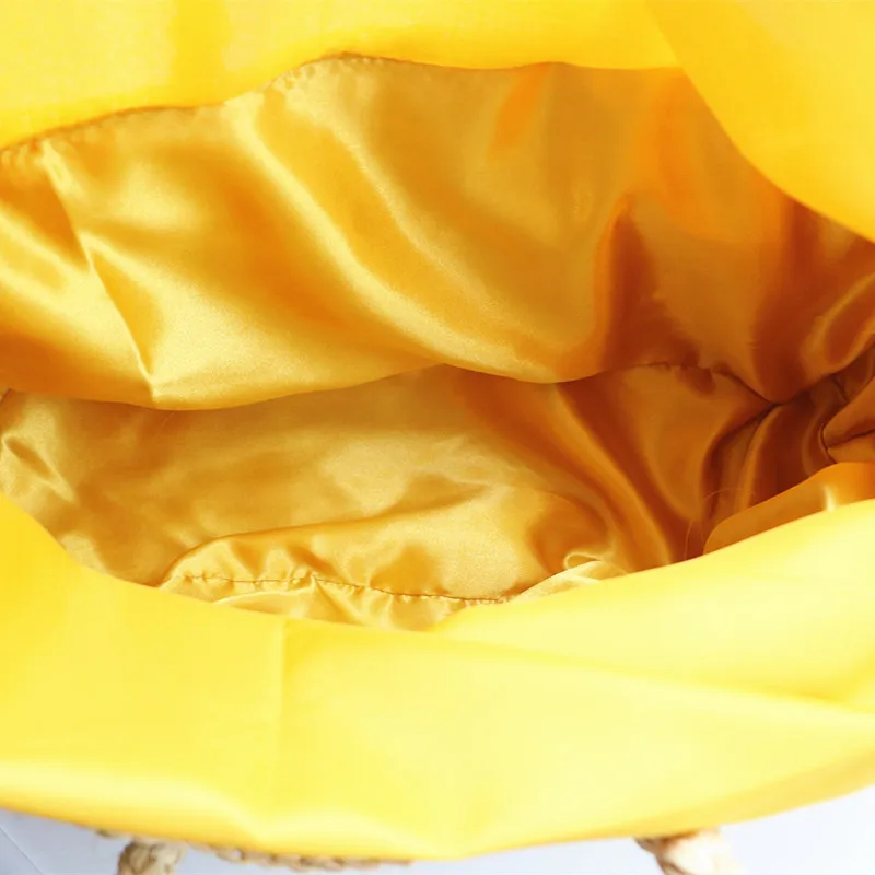 Handmade Crocheted Rough Raffia Braid Round Straw Raffia Tote Bag With Raffia Straps With Coton Lining Straw Bag