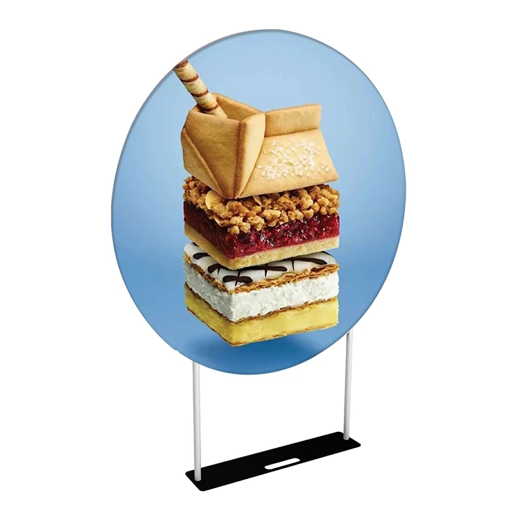 New design Tension Fabric Display 7ft Portable Round Wedding Backdrop Stand Banner Wall Wedding Stage Backdrop Stand For Event