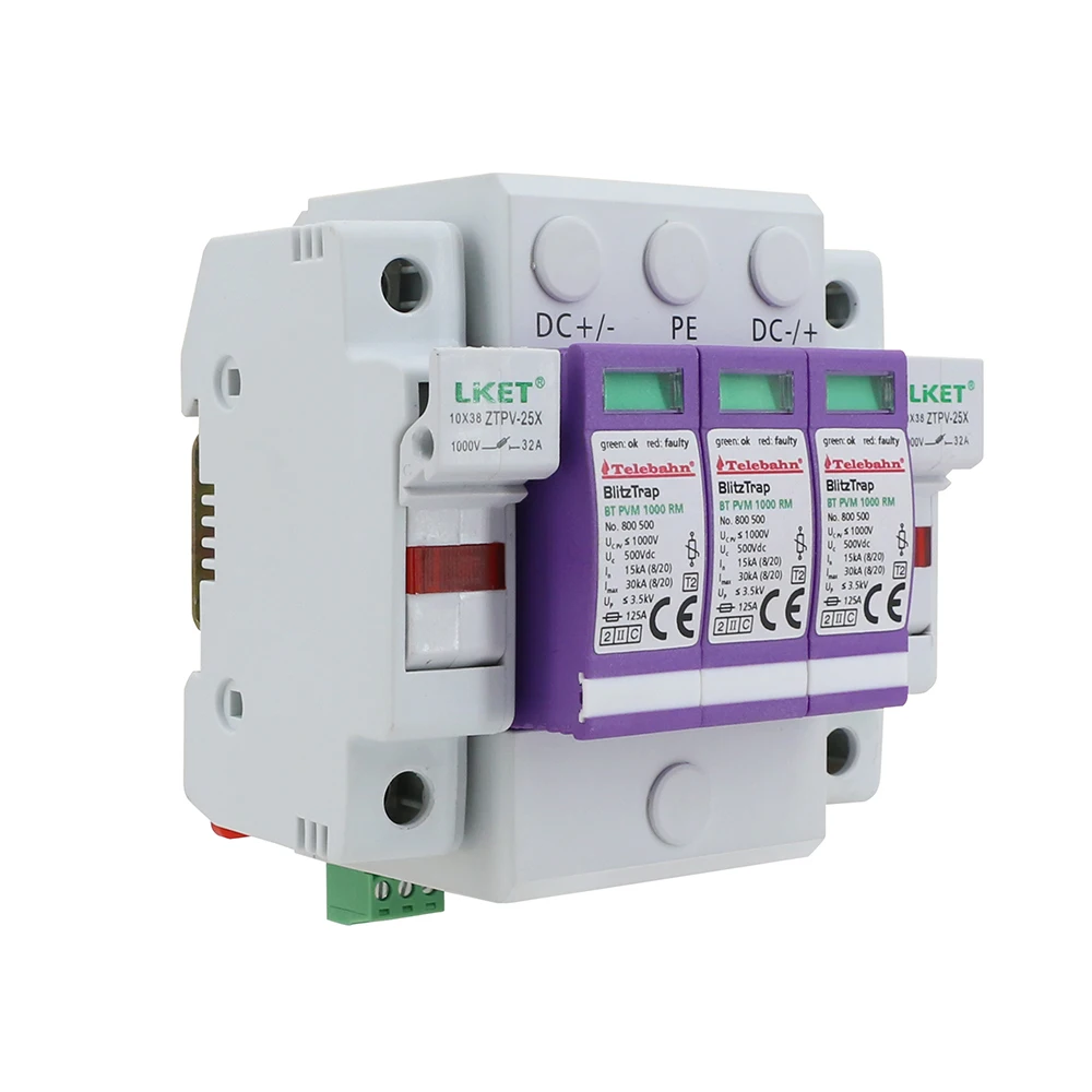 1000 в 3P Surge защитное устройство Солнечной фотоэлектрических системы 40KA dc spd с TUV CE