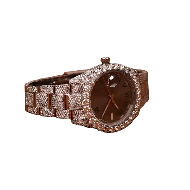 Hip Hop Diamond Watch Fashion Luxury Quartz Watches Stainless Steel Diamond Dial Iced Out Watch for Export Sale