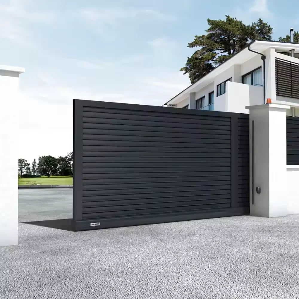 Metal aluminium driveway main gates designs electric remote control automatic sliding aluminum gate system for villa house