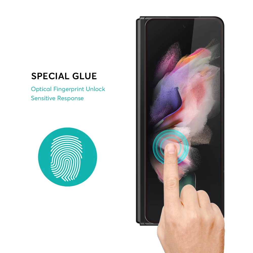 Оптовая продажа защита экрана мобильного телефона закаленное стекло для Samsung Z Fold 3 спереди и