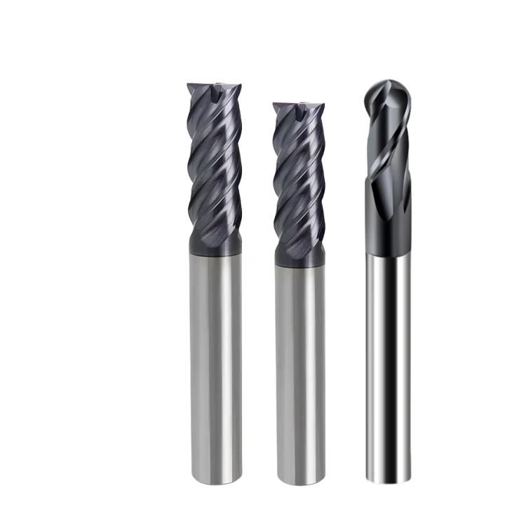 Tungsten Cobalt Alloy Endmills Corner Radius Bull Nose cutter Solid Carbide Spiral 4 Flutes High Hardness Solid End Mills