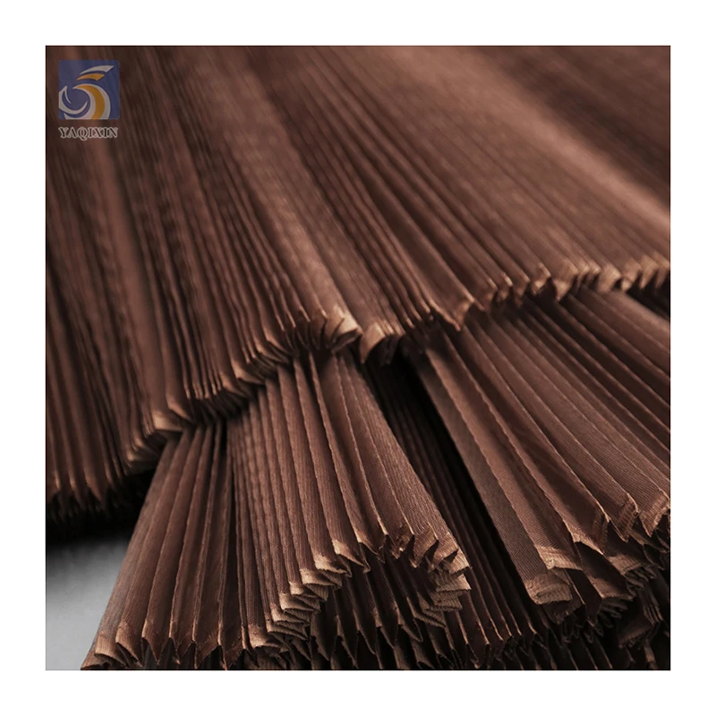 Wholesale 100 Polyester Knitted Wedding Fabric Solid 36A Hard Mesh Folding 2cm Pleated Tulle Fabric