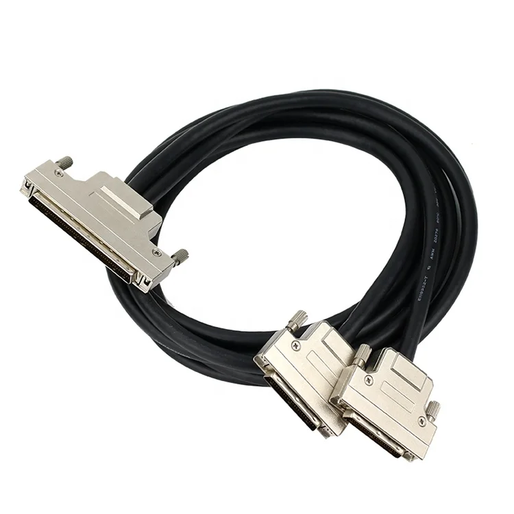 MD 100 pin connector to 2 ports HD50 pin connector SCSI splitter Cable