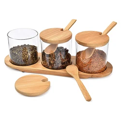 Amazon Hot sale Seasoning Seasoning Salt sugar spices pepper glass storage jar set
