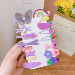 New Design 14Pcs/Set Cartoon Candy Color Cute Hair Barrette Rainbow Cloud Lollipop Hair Clip Pin Accessories Set For Kids Girls