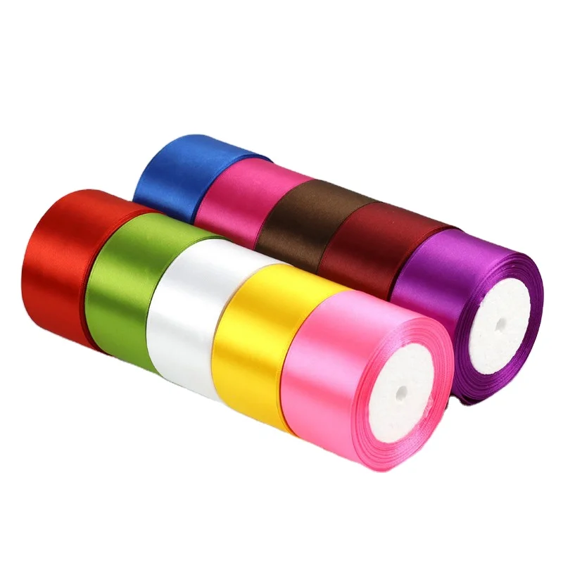 Индивидуальные 40 цветов 2-Дюймовая атласная лента с одним лицом 25Y бант 50 мм для упаковки подарков