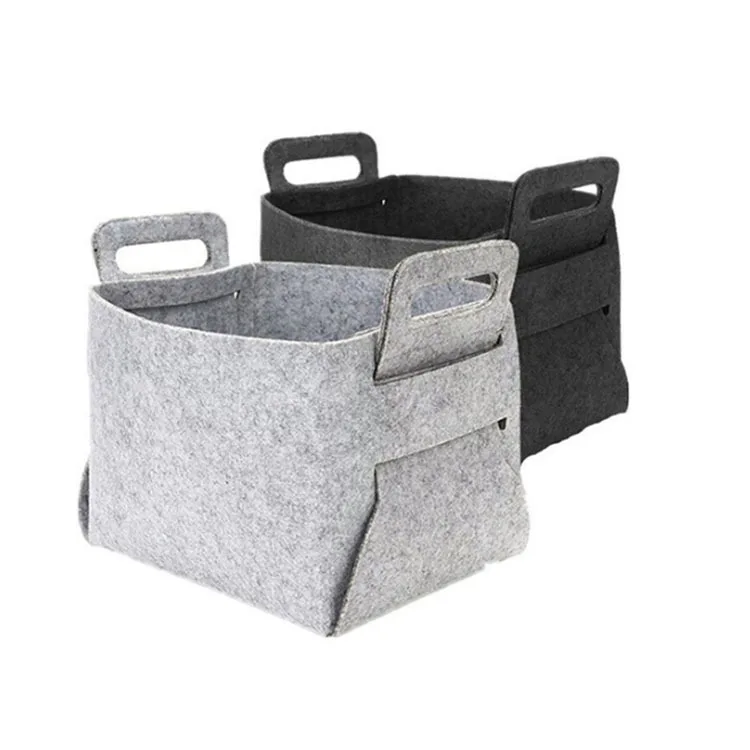 New Trend Large Portable Foldable Durable Multi-purpose Clothes Toy Storage Basket with Handles Cube Felt Storage Box