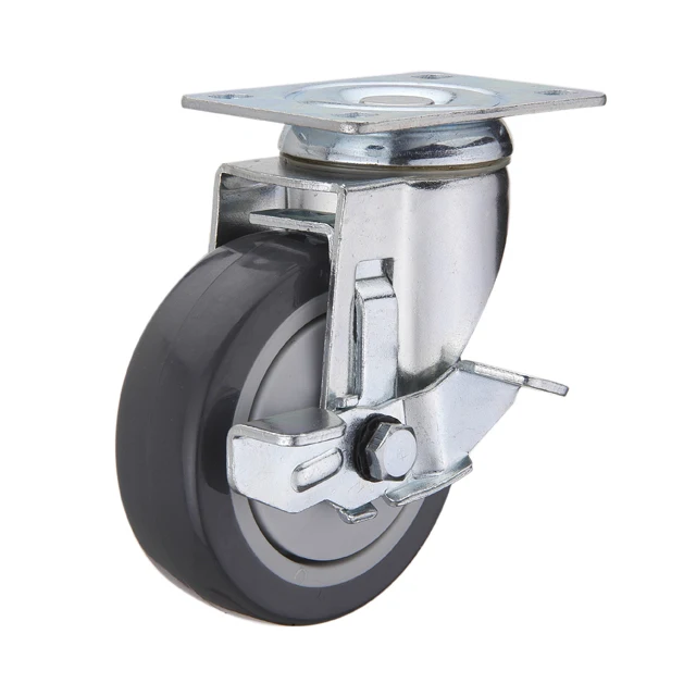 High quality China supplier precision ball bearing side mount brake bracket 3 / 4 / 5 inch PU medical caster wheel for shelving