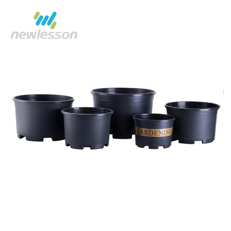 hot sale plastic flower pots garden indoor black flower pot