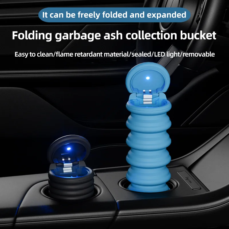 2024 wholesale Led Car Ashtray Customised silicone Car Ashtray with Lids