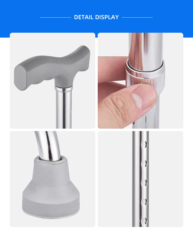 Hot Sale Lightweight Aluminum Steel Adjustable Height Walking Stick for Seniors and Disabled Cane for Comfortable Mobility