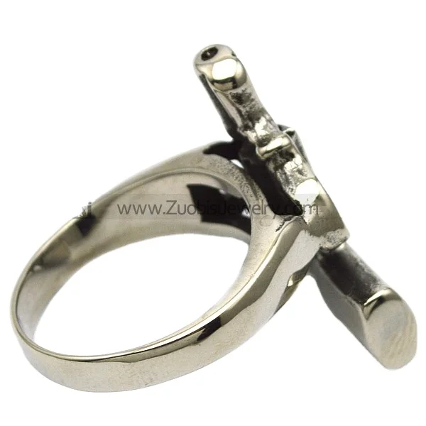 Bestselling high-end unique design silver carved pistol accessory ring