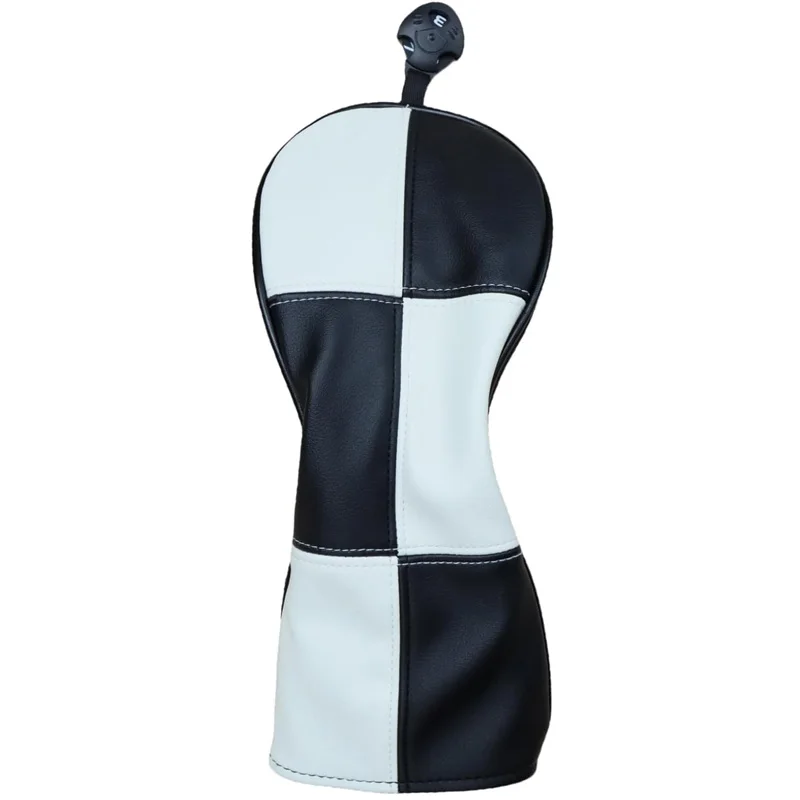 Lychee pattern black golf barrel shape driver wood blank 460 cc headcover cover with golf tee holders