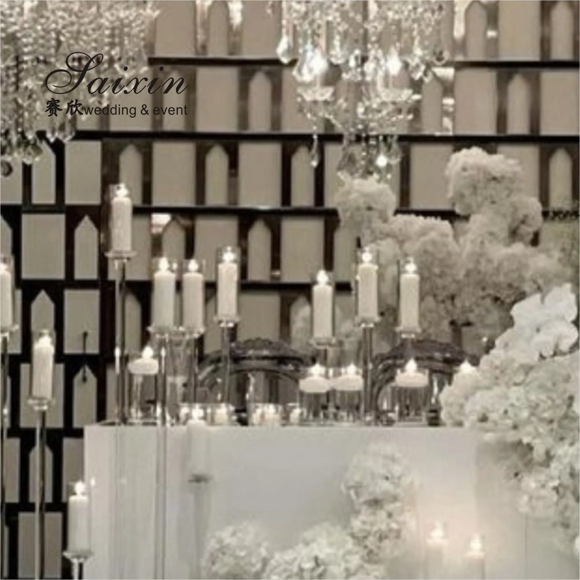 Saixin hot sale bling wedding decoration centerpiece set crystal candle holders