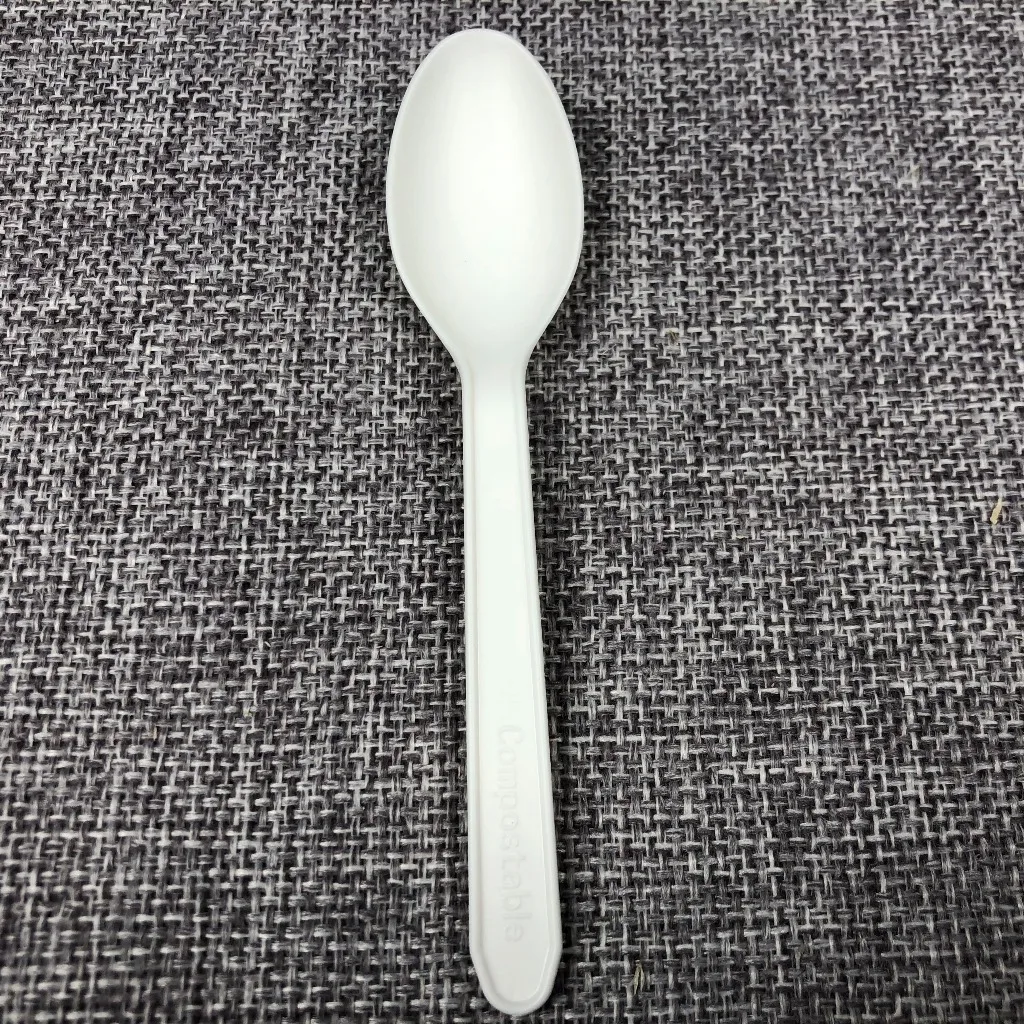 16 15%off 7 inch biodegradable utensil PLA CPLA plastic black test soup tea ice cream spoon fork knife spork cutlery set