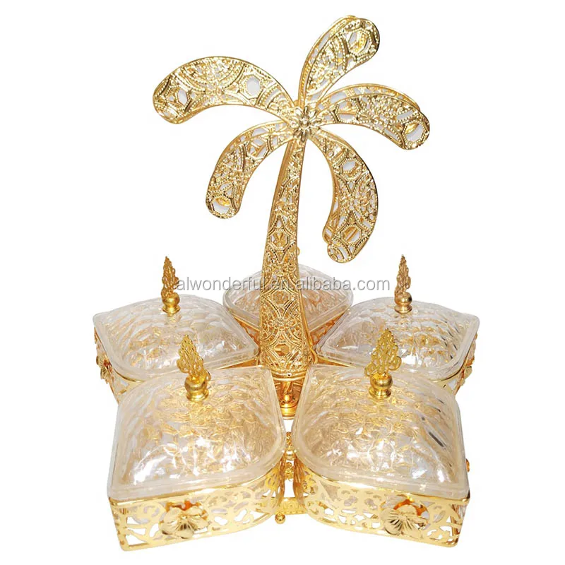 2024 металлическое позолоченное декоративное арабское блюдо из сухофруктов