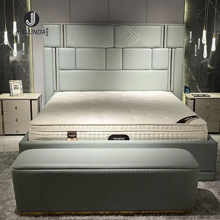 Modern Luxury Beige Leather End Bed Bench Sofa Ottoman Metal Benches Upholstered Italian Design Nordic Bench