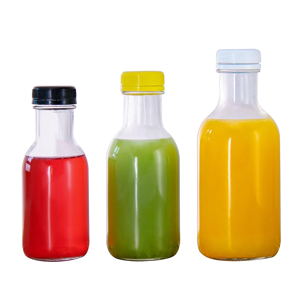 New Design Cylinder Glass Bottles with Screw Aluminum Plastic Lid for Beverage Soy Chili Sauce