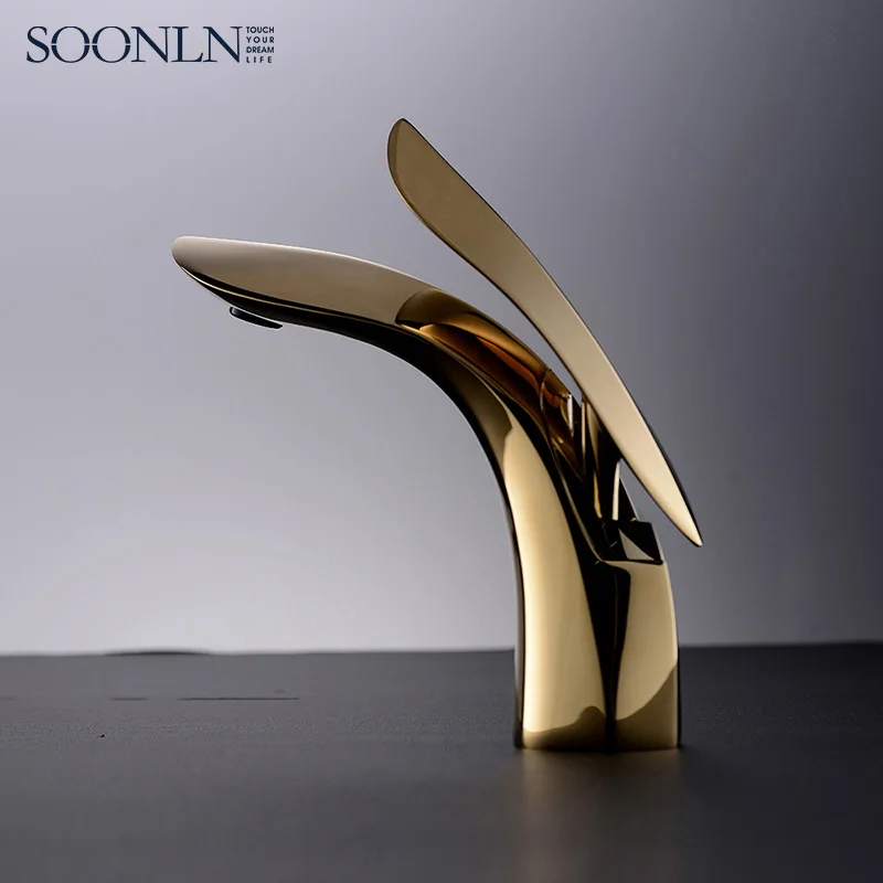 Guangdong Gold Luxury Hot And Cold Water Bathroom Sink Faucet For Basin