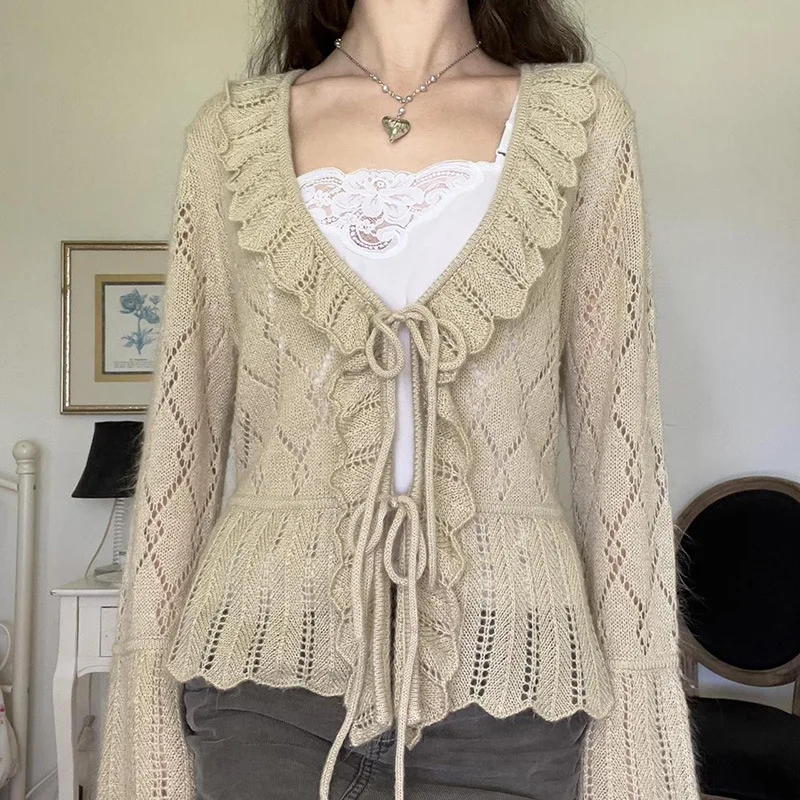 Dropshipping White Women Chiffon Beach Cover Ups Floral Flare Sleeve Swing Kimonos