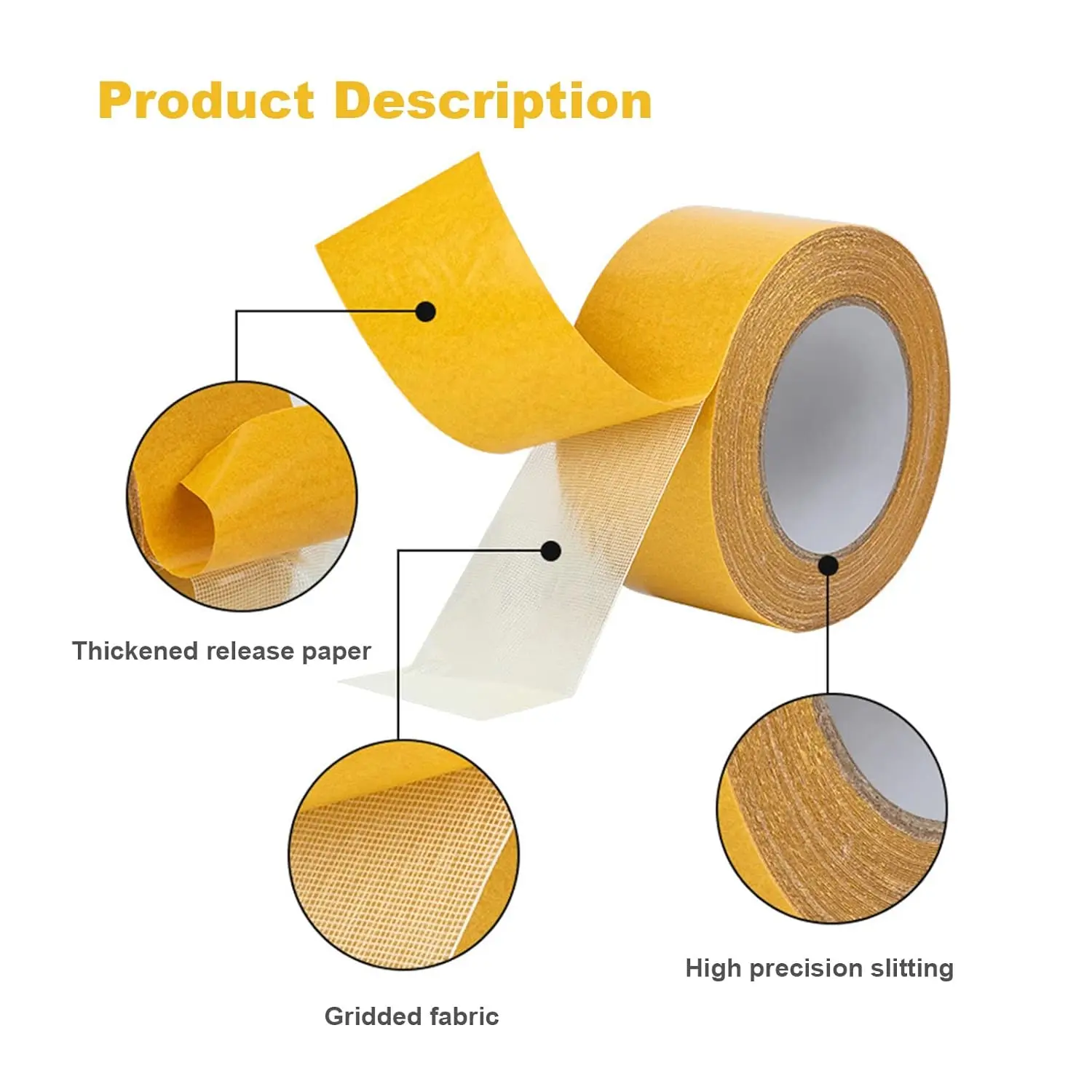 Double Sided Adhesive Tape Super Sticky Carpet Tape Fabric Strong Wall Mounting Tape (Yellow)
