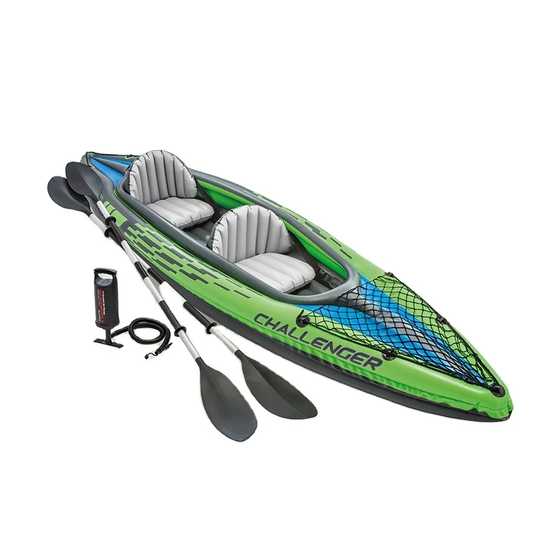 INTEX 68306 Challenger K2 Inflatable Kayak Folding Thickened Fishing Boat Outdoor Camping Boating