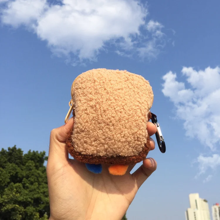 Custom Mini Kawaii Coin Pouch Cartoon Bread Keyring Keychain Plush Coin Purses
