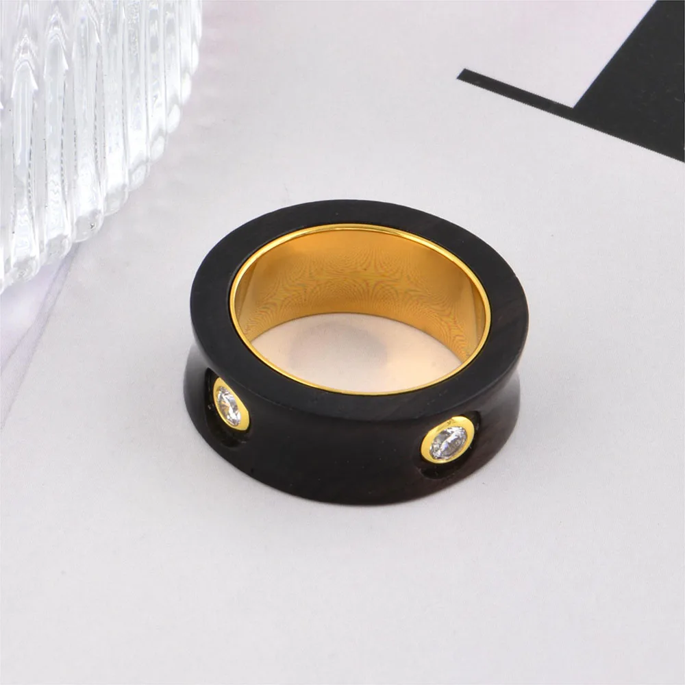 JohnsonGems Luxury Custom Wedding Engagement Rings For Women Vintage 18k Gold Plated 316L Stainless Steel Zircon Ring