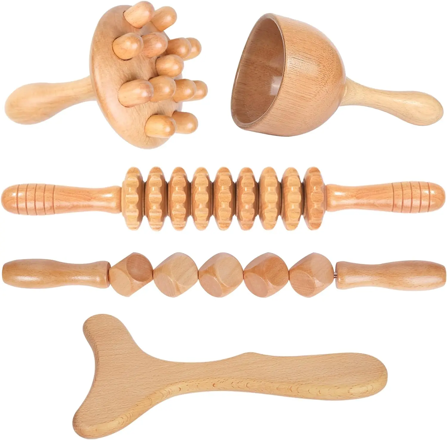 Promotion Wood Therapy Massage Tools Lymphatic Drainage Body Massager ,Wood Cup Massage Roller Stick Contouring Board Kit