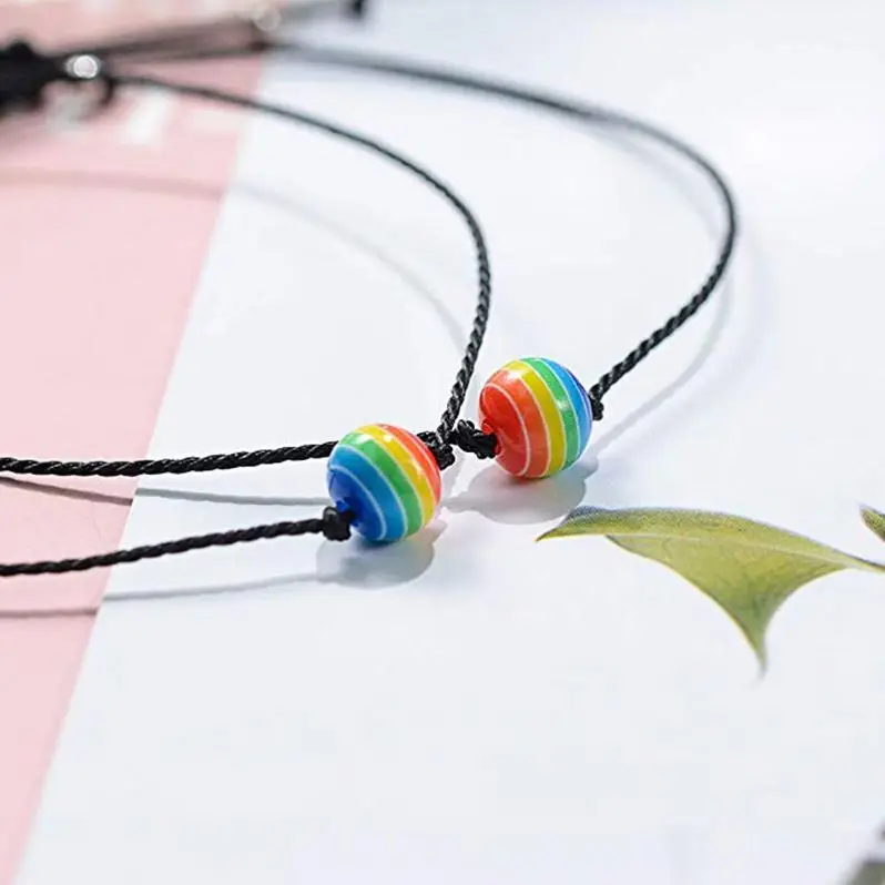 Friendship Bracelet Rainbow Distance for Best Friends Couples