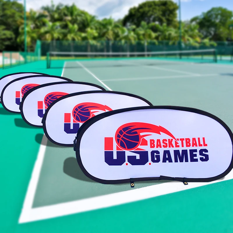 Customized High Quality Horizontal Folding Display Outdoor Advertising Oval Vertical Bean-Shape Pop Up Banner A Frame