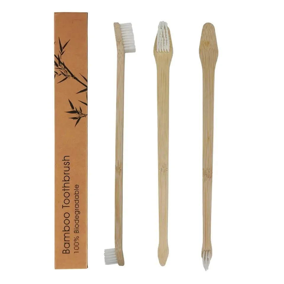 Eco-friendly Zero Waste 100% Biodegradable Double Side Bamboo Pet Toothbrush Dog Toothbrush Cat Toothbrush