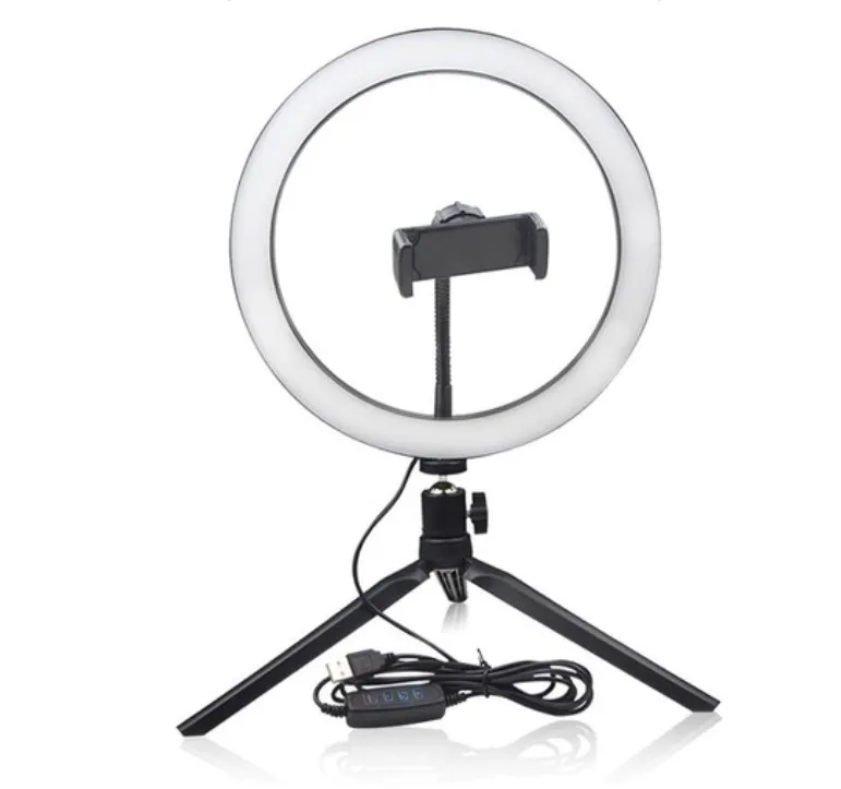 
LED ring lamp desktop selfie anchor photo mobile phone live beautifying Fill light tripod 