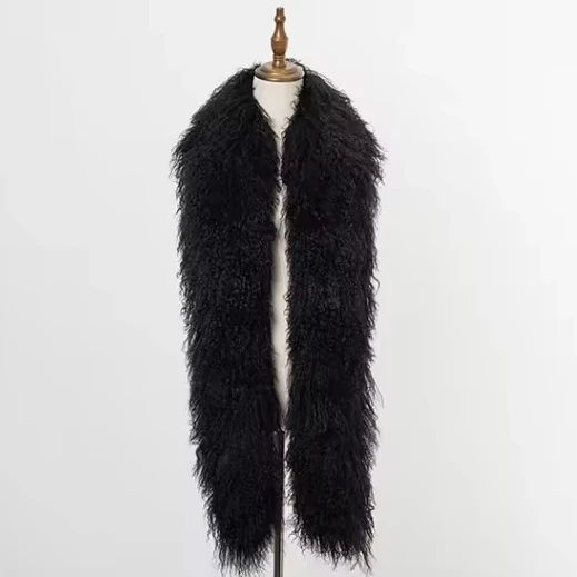 Шарф женский длинный из натурального монгольского меха