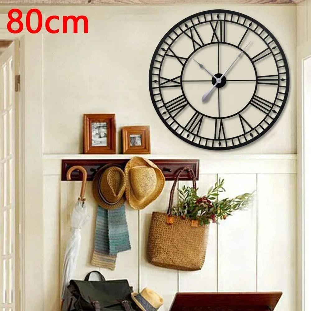 
31.5 Inch 80cm mould laser cut out metal wrought iron skeleton wall clock 