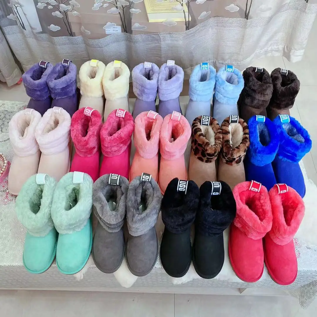 Drop Shipping 2021 New Adult Little Girl Children Kids Designer Waterproof Wholesale Fur Winter Snow Boots
