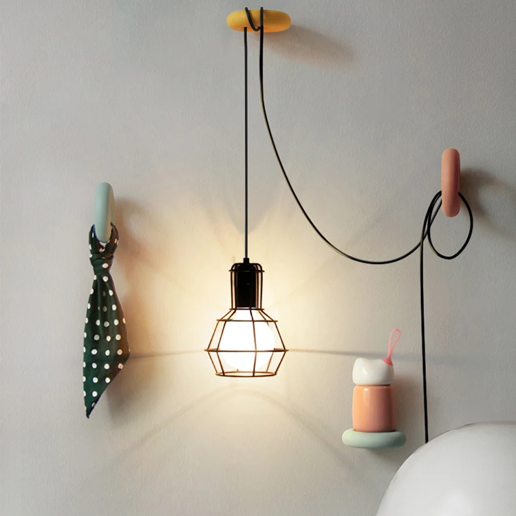 Small iron cage chandelier E27 Pendant Light for home