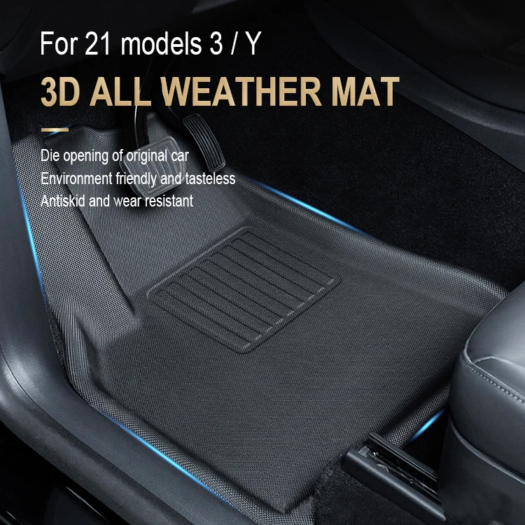  TPR XPE Anti-slip Waterproof luxury 3D 4 pieces set floor car mats for Tesla Model