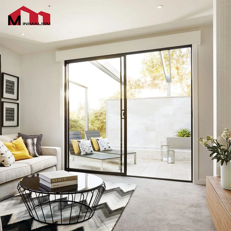 Double Glazing Tempered Glass Stacker Sliding Patio Doors Double Glazed Aluminium Sliding Door