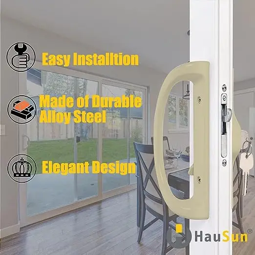 Reversible Design sliding patio door handle set Handle with Key Cylinder and Mortise Lock patio door handle